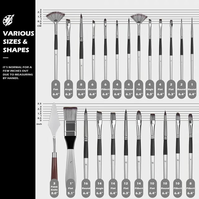 Artist Paint Brushes Set, Acrylic Oil Watercolor Brushes with Wooden Handle, Professional Painting Tools for Artists
