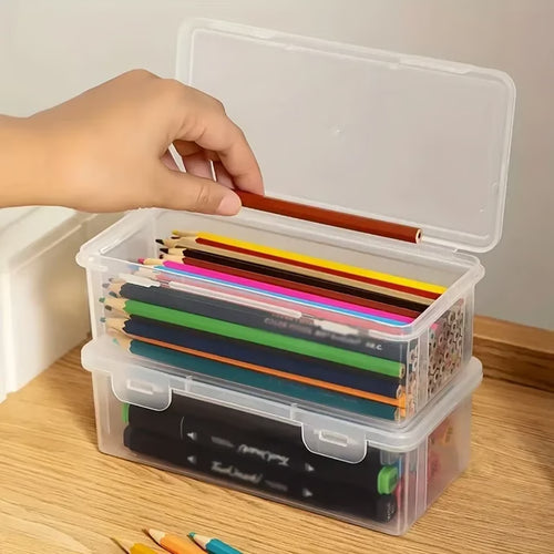 2pcs Translucent Pencil Case Large Capacity Pencil Box Stationery Organizer
