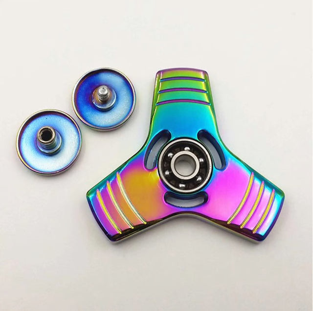 3 Sided Fidget Spinner Ball Toy for Desk EDC Stress Relief Focus & Relaxation Rainbow Color