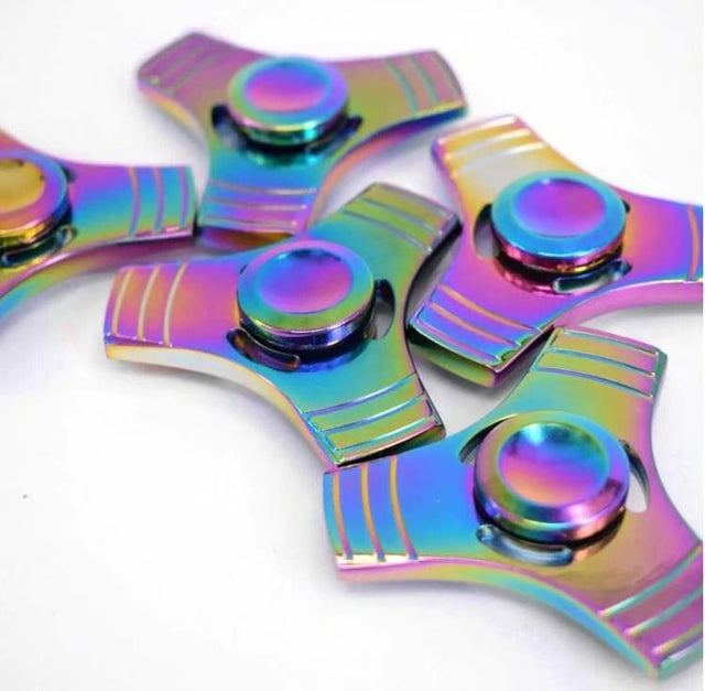 3 Sided Fidget Spinner Ball Toy for Desk EDC Stress Relief Focus & Relaxation Rainbow Color