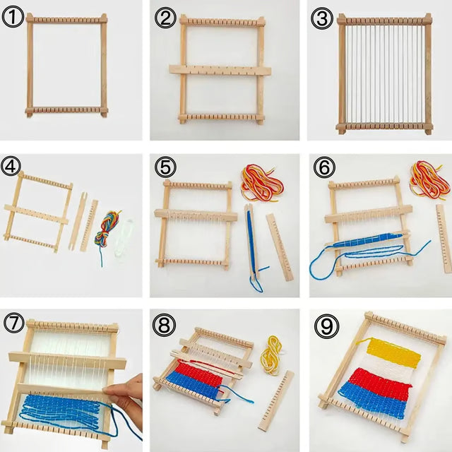 Kids Wooden Weaving Loom Kit DIY Beginner Yarn Craft Set