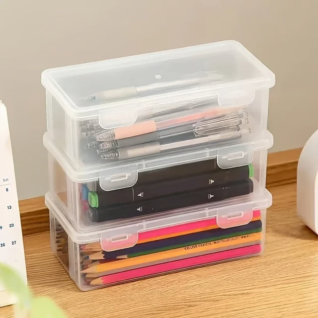 2pcs Translucent Pencil Case Large Capacity Pencil Box Stationery Organizer