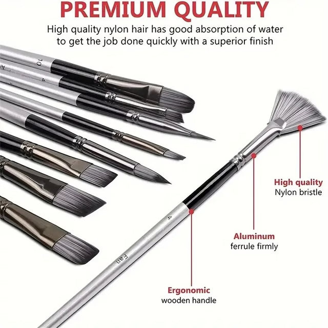 Artist Paint Brushes Set, Acrylic Oil Watercolor Brushes with Wooden Handle, Professional Painting Tools for Artists