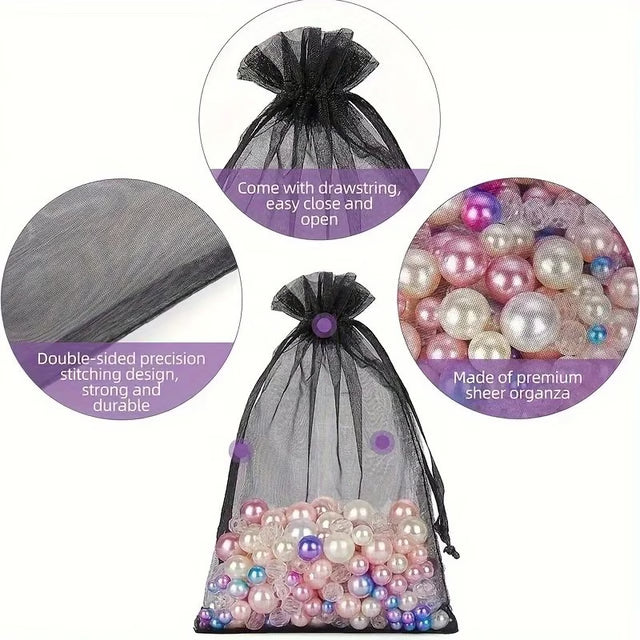 Black Organza Drawstring Gift Bags