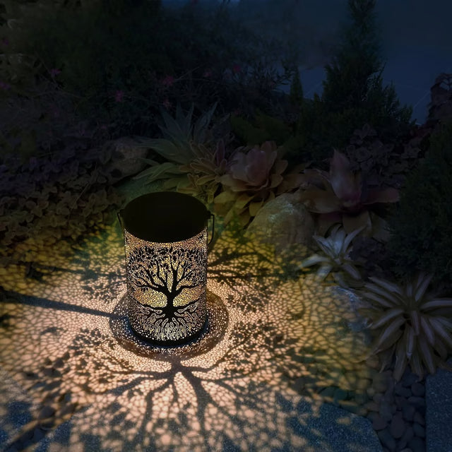 Outdoor Waterproof Hanging Solar Lantern Vintage Metal LED Big Tree Decorative Lights for Garden Yard Lawn Decor