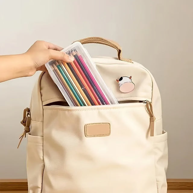 2pcs Translucent Pencil Case Large Capacity Pencil Box Stationery Organizer