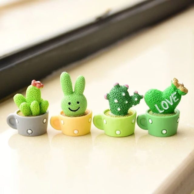 Mini Succulent Plants and Fake Cactus Decor Set Small Bonsai Desk Plant Decoration