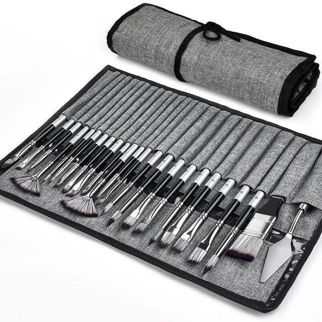 Artist Paint Brushes Set, Acrylic Oil Watercolor Brushes with Wooden Handle, Professional Painting Tools for Artists