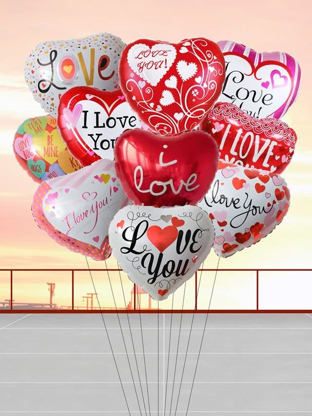 I Love You Heart Helium Balloons, Love Heart Foil Balloons, Valentine's Day Engagement Decoration