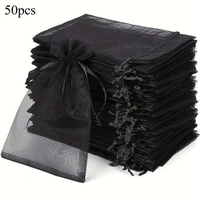 Black Organza Drawstring Gift Bags