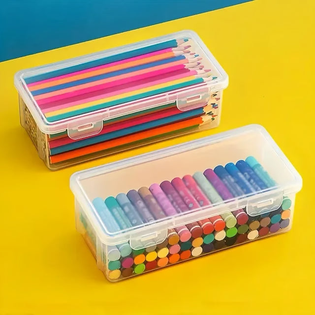 2pcs Translucent Pencil Case Large Capacity Pencil Box Stationery Organizer