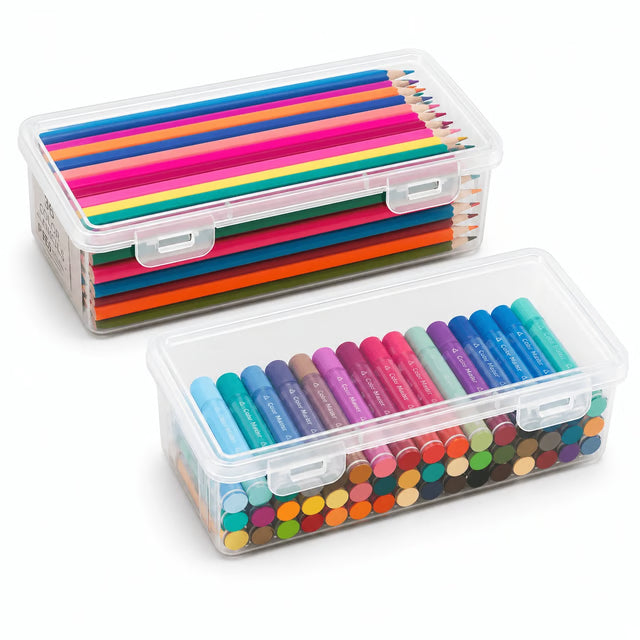 2pcs Translucent Pencil Case Large Capacity Pencil Box Stationery Organizer